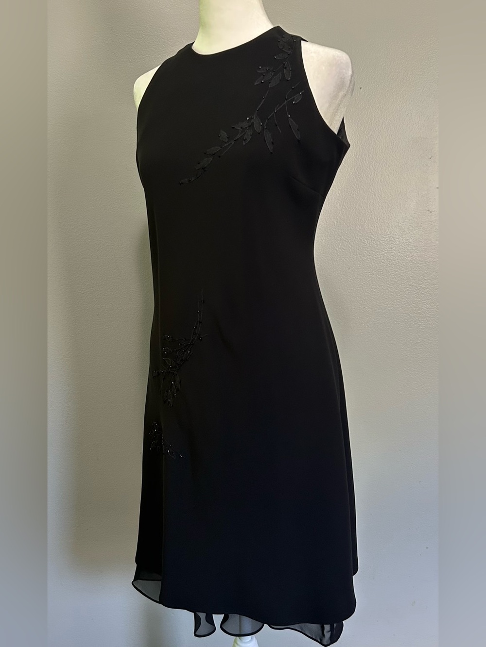 Evan Picone Vintage Dress Black Beaded Cocktail Sleeveless Elegant Black Tie